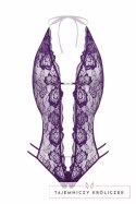 Renee Koronkowe Body z Otworem, Fioletowe, Regulowane Zapięcie L/XL Christine