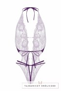 Renee Koronkowe Body z Otworem, Fioletowe, Regulowane Zapięcie L/XL Christine