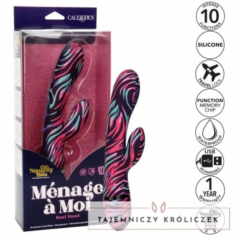 CalExotics Menage Moi dwustronny wibrator rożdżka USB 21cm fioletowy CALEXOTICS