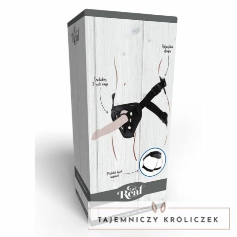 Get Real Uprząż Deluxe z regulacją, 3 silikonowe pierścienie, czarna GET REAL