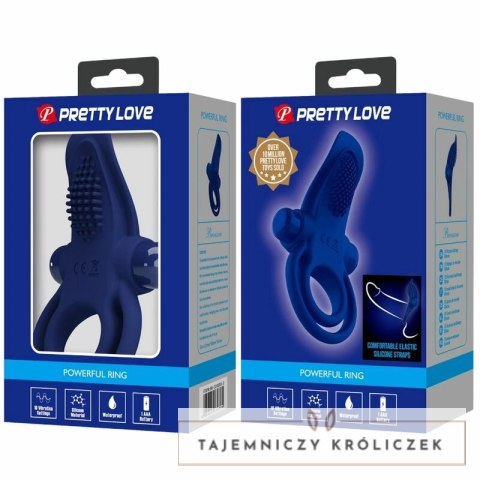 Pretty Love Bronson - podwojny pierścień wibrujący, niebieski, 10 trybow PRETTY LOVE