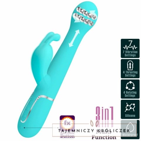 Pretty Love Dejon Rabbit 3w1 wielofunkcyjny masażer aqua green silikon PRETTY LOVE