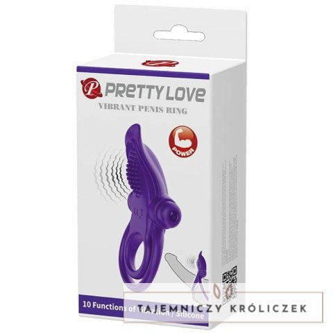 Pretty Love VibraRing fioletowy silikonowy pierścień stymulujący 10 trybow PRETTY LOVE