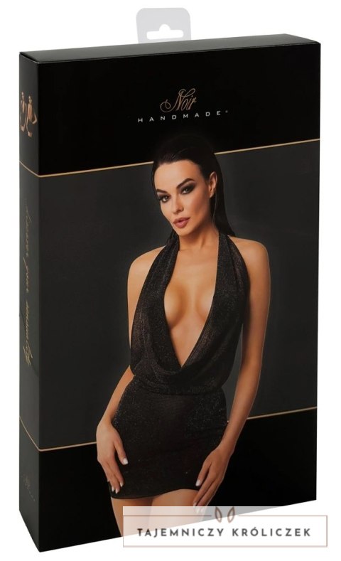 Noir Orgia Luminara Mini Sukienka Czarna XL z Efektem Połysku Noir