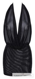 Noir Orgia Luminara Mini Sukienka Czarna XL z Efektem Połysku Noir