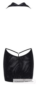 Noir Orgia Luminara Mini Sukienka Czarna XL z Efektem Połysku Noir