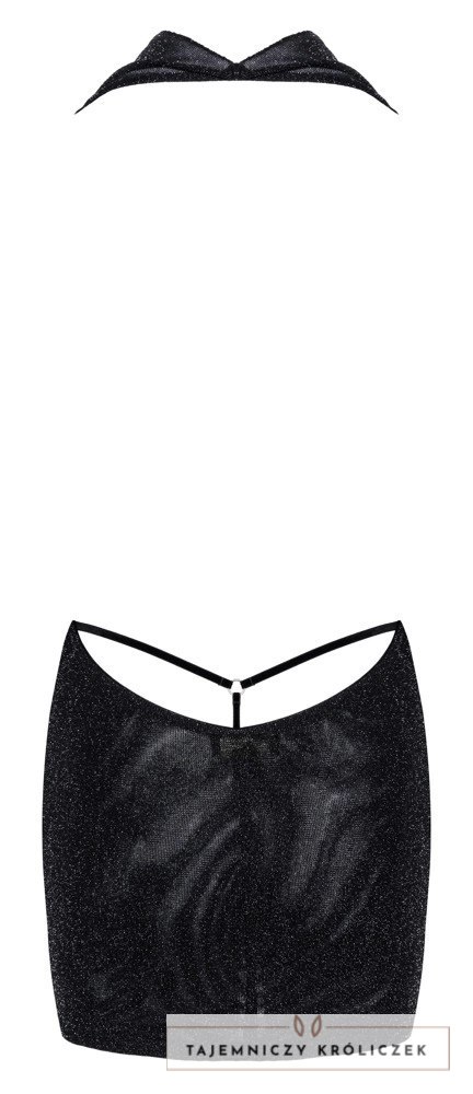 Noir Orgia Luminara Mini Sukienka Czarna XL z Efektem Połysku Noir