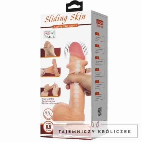 Pretty Love Sliding Skin - model z pilotem i przyssawką 21,8 cm, kolor naturalny PRETTY LOVE