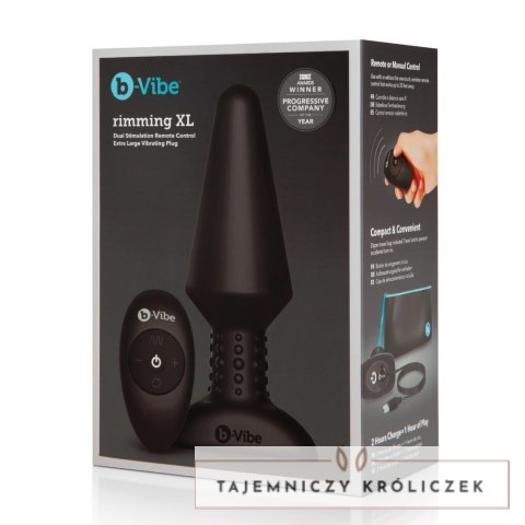 B-Vibe Rimming Plug XL Black - Zdalnie sterowana zatyczka, rozmiar XL B-Vibe
