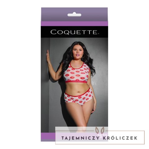 Coquette komplet top i szorty z nadrukiem plus size wygodny fason Coquette