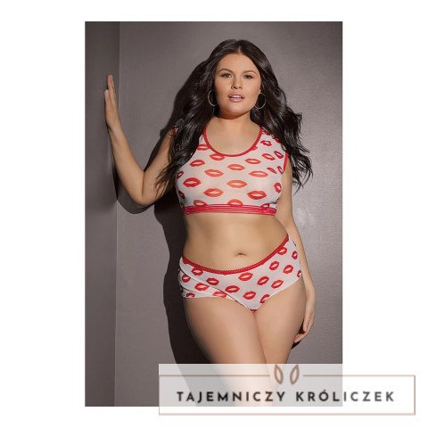 Coquette komplet top i szorty z nadrukiem plus size wygodny fason Coquette