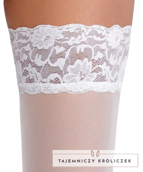 Cottelli Legwear Pończochy Białe Klasyczne z Koronką 20 den Cottelli