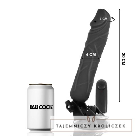 BASECOCK Pilotowany wibrator czarny 20 cm TPE z przyssawką i pilotem BASECOCK