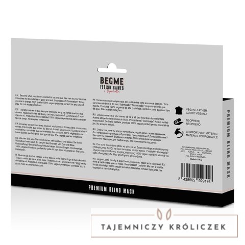BEGME Maska Zakrywająca Oczy Premium Black Edition Neoprenowa Podszewka BEGME