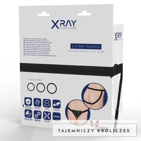 X RAY Uprząż z silikonowymi pierścieniami, regulowana, czarna X RAY