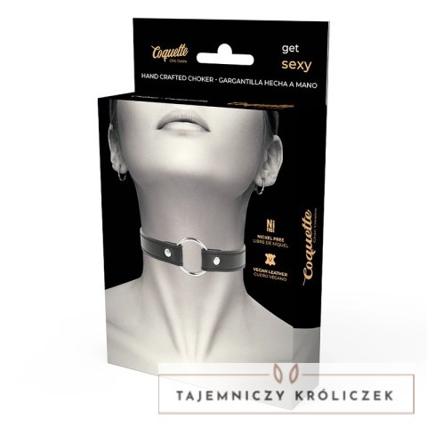 Coquette Chic Desire naszyjnik ze skory wegańskiej, regulowany, czarny COQUETTE