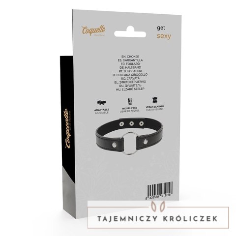 Coquette Chic Desire naszyjnik ze skory wegańskiej, regulowany, czarny COQUETTE