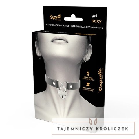 Coquette Chic Desire naszyjnik ze skory wegańskiej z zawieszką serce 40cm COQUETTE