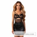 Obsessive Dominna Komplet Chemise & String Czarny Wetlook S/M Obsessive