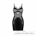 Obsessive Dominna Komplet Chemise & String Czarny Wetlook S/M Obsessive
