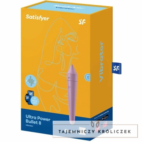 Satisfyer Ultra Power Bullet 8 Lilac - mini urządzenie wibrujące z aplikacją SATISFYER