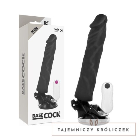 Basecock model pilot czarny 21 cm - wibrator z pilotem przewodowym TPE BASECOCK