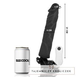 Basecock model pilot czarny 21 cm - wibrator z pilotem przewodowym TPE BASECOCK