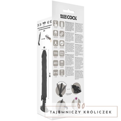 Basecock model pilot czarny 21 cm - wibrator z pilotem przewodowym TPE BASECOCK