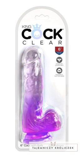 King Cock Clear Model 6'' Fioletowy Transparentny z Przyssawką 15 cm King Cock