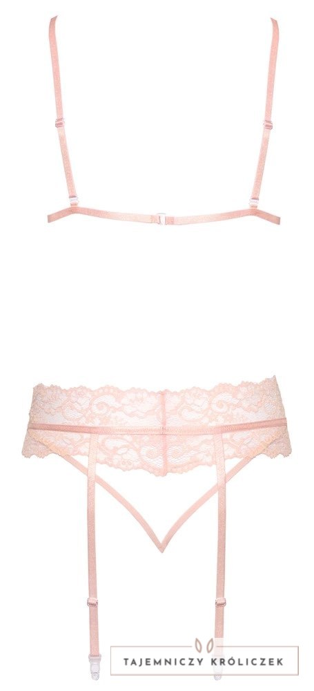 Kissable Komplet Bielizny Koronkowej Rose L/XL z Pasem do Pończoch Kissable