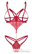 Obsessive Matildea Body L/XL czerwone, otwarty fason, koronka Obsessive