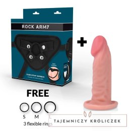 RockArmy Tiger 14 cm - system intymny z uprzężą, dwuwarstwowy TPE ROCK ARMY