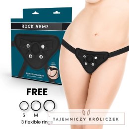 RockArmy Uprząż Regulowana z Elastycznymi Pierścieniami PU Czarna ROCK ARMY