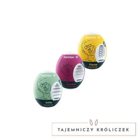 Satisfyer Eggs Riffle Bubble Fierce 3 sztuki - zestaw z teksturą premium Satisfyer