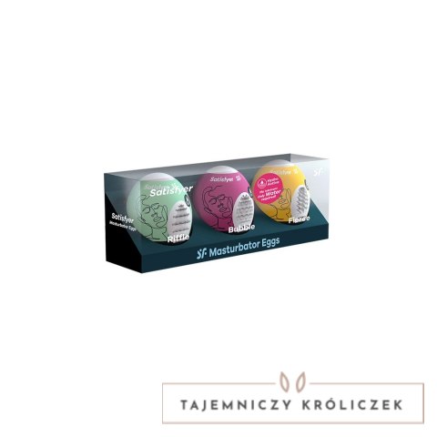 Satisfyer Eggs Riffle Bubble Fierce 3 sztuki - zestaw z teksturą premium Satisfyer