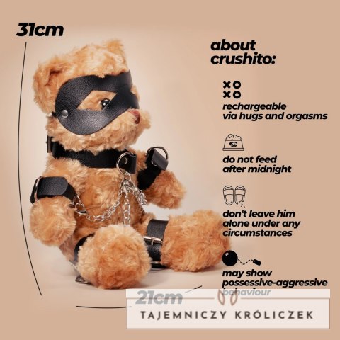 Crushious Crushito Pluszowy Miś 31 cm Czarny z Akcesoriami Bondage Crushious