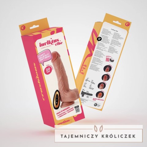 Crushious Inviktus Vibe 20 cm Liquid Silicone - Model z Wibracją i Rotacją, podgrzewany, beżowy Crushious