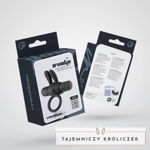 Crushious Wonka czarny pierścień intymny z wibrującym modułem USB Crushious