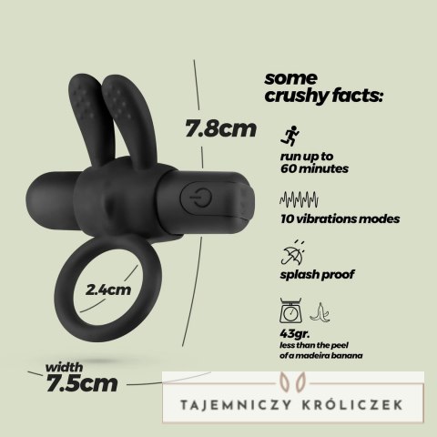 Crushious Wonka czarny pierścień intymny z wibrującym modułem USB Crushious