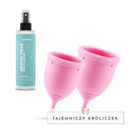 Minerva Zestaw Kubeczkow Menstruacyjnych S i L z Pokrowcem i Sprayem, Rożowe Crushious