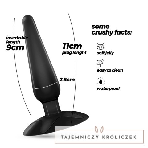 Crushious Jolly Black - anatomiczny korek z przyssawką, 9 cm Crushious