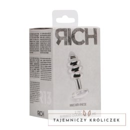 Diogol Ribbed Diamond Silver Plug 2.8x7cm z akcentem szklanym Rich by Shots