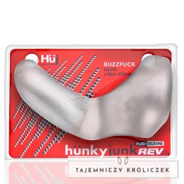 Hunkyjunk Buzzfuck Taint Vibe Sling Clear Ice - silikonowy pierścień z wibracjami Hunkyjunk