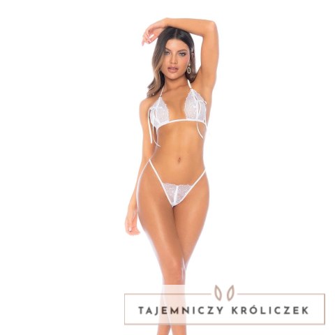 Leg Avenue komplet 3-częściowy S/M biały - halter, stringi, opaska Mapale