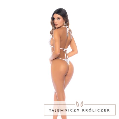 Leg Avenue komplet 3-częściowy S/M biały - halter, stringi, opaska Mapale
