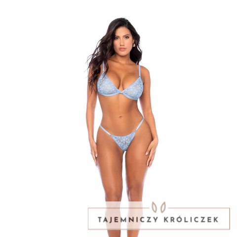 Mapale Komplet Dwuczęściowy L/XL Kwiatowa Koronka Jasnoniebieski Mapale