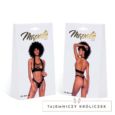 Mapale Two Piece Set S/M Czarny komplet z połyskującą tkaniną Mapale