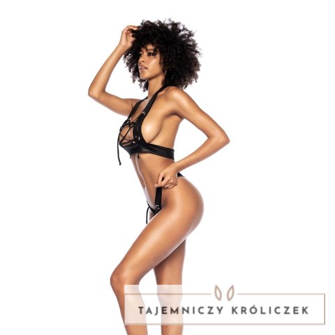 Mapale Two Piece Set S/M Czarny komplet z połyskującą tkaniną Mapale