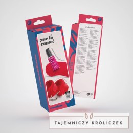 Me Lo Como Zestaw - Opaska, Kajdanki Rzepowe i Żel Truskawkowy 50 ml Czerwony Crushious