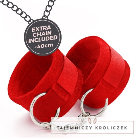Me Lo Como Zestaw - Opaska, Kajdanki Rzepowe i Żel Truskawkowy 50 ml Czerwony Crushious